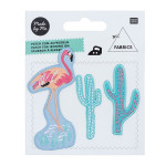 Ecussons thermocollants - Cactus, Flamant rose