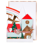 Carte de vux Village de noël festif 12,7 x 17,8 cm