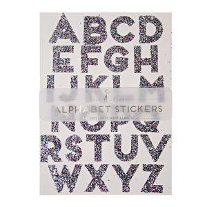 Alphabet stickers paillettes multicolore x 10 pcs