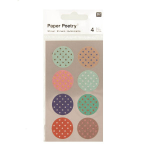 Stickers en papier Washi ronds à pois x 4 planches