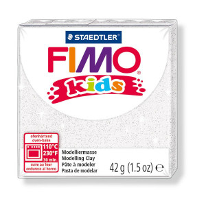 Pâte à modeler polymère Fimo Kids 42 g Pailletée - 052 - Blanc pailleté