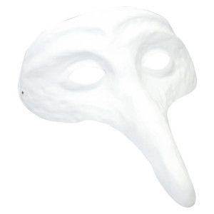 Support à décorer en plastique - Masque vénitien long nez - 19 x 16 x 4 cm