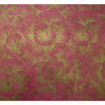 Papier Lokta 50 x 70 cm 150 g/m² Fleurs dorées sur Fushia