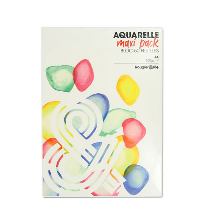 Papier Aquarelle Maxi bloc 200 g/m² 50 F - 21 x 29,7 cm (A4